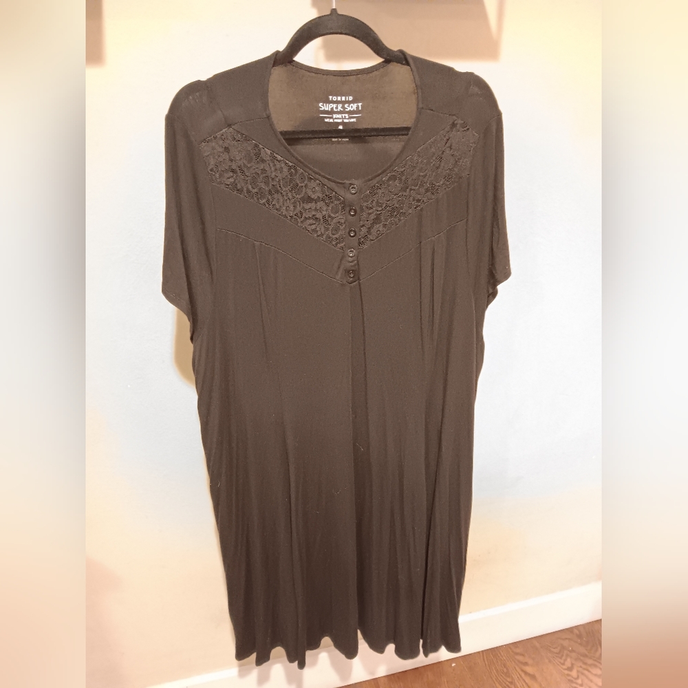 Torrid Swing Dress with Lace and Button Details